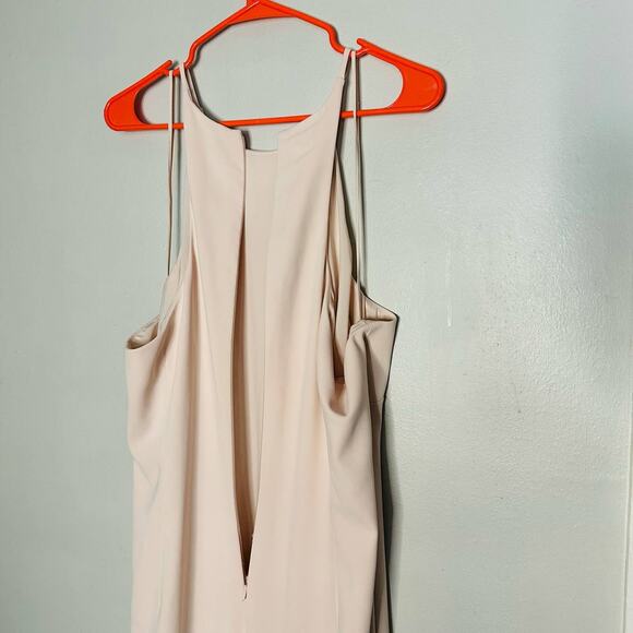 Badgley Mischka Blush Halter Odessa Zip Up Back Gown Dress Size 18 - Picture 8 of 16